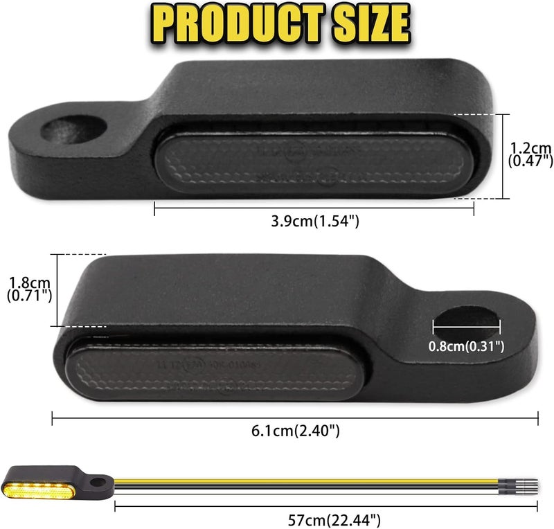 DREAMIZER Universal Motorcycle Handlebar LED Flowing Water Turn Signal Mini Blinkers Front Running light Compatible with Harley Honda Yamaha Kawasaki Cafe Racer Cruiser Street Bikes (Black) - Image 5